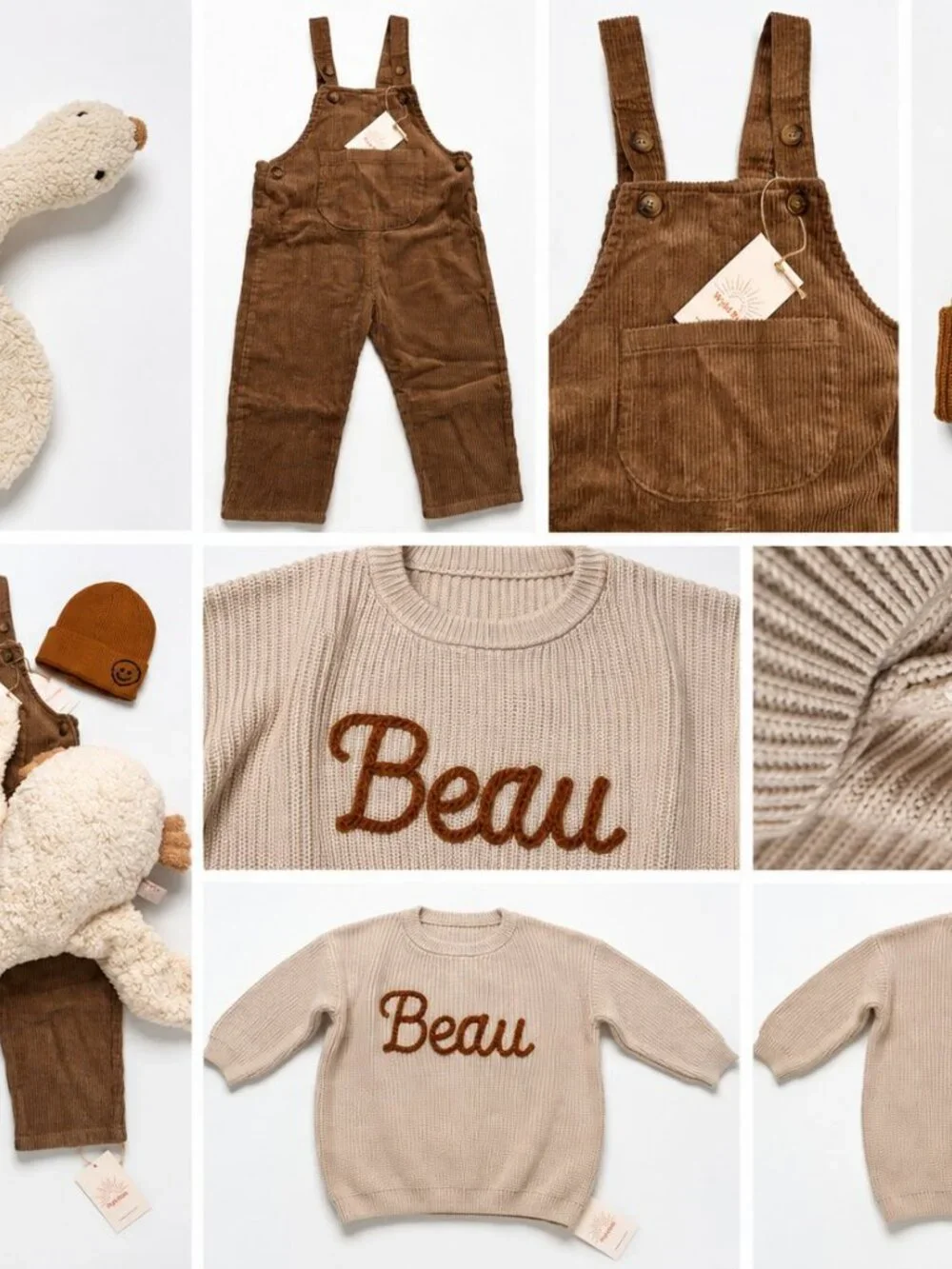Wyld Bub 4-Piece Toddler Outfit Set 3Y Beau Sweater Overalls Beanie Cuddle Duck